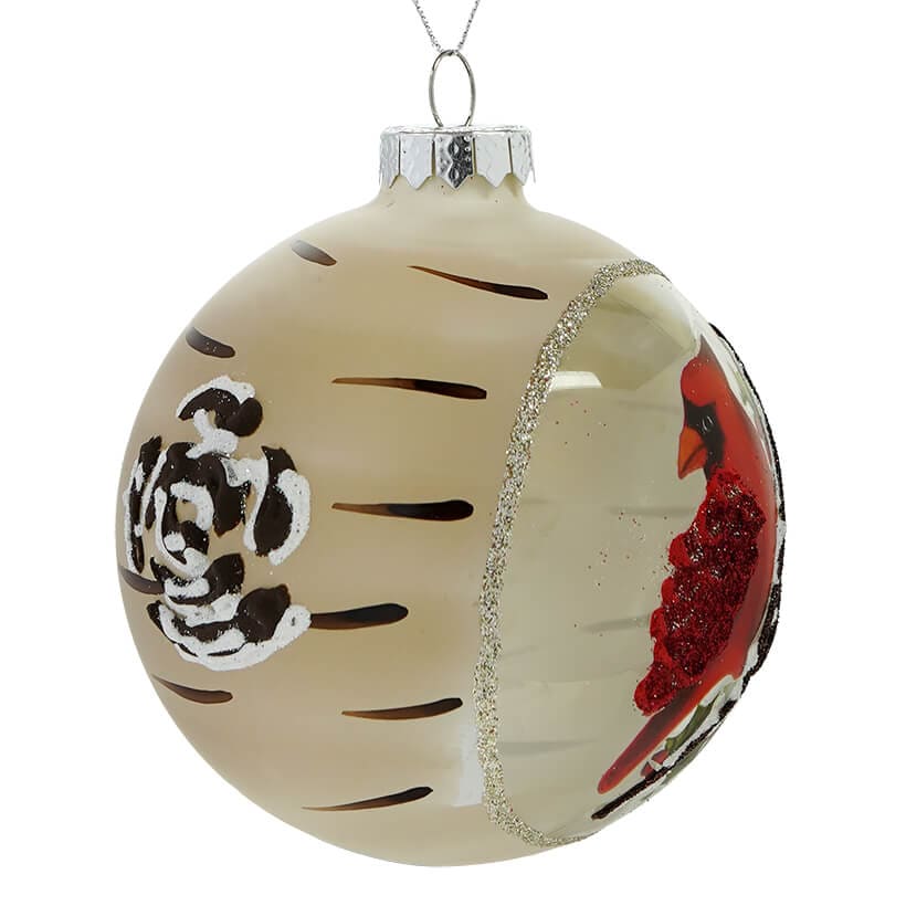 Cardinal In Birch Ball Ornament - Image 2