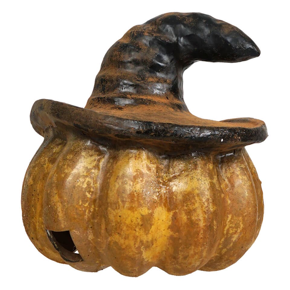 Carved Mustard Pumpkin With Black Hat - Image 2