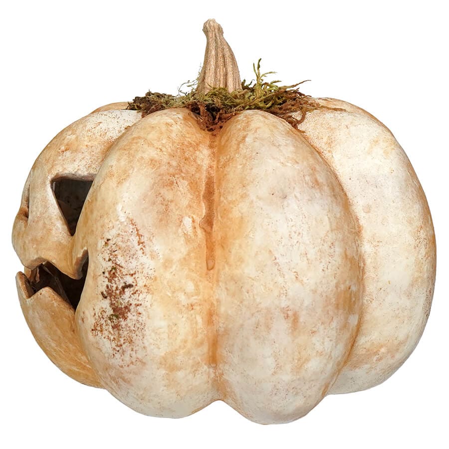 Carved White Grinning Face Pumpkin - Image 2