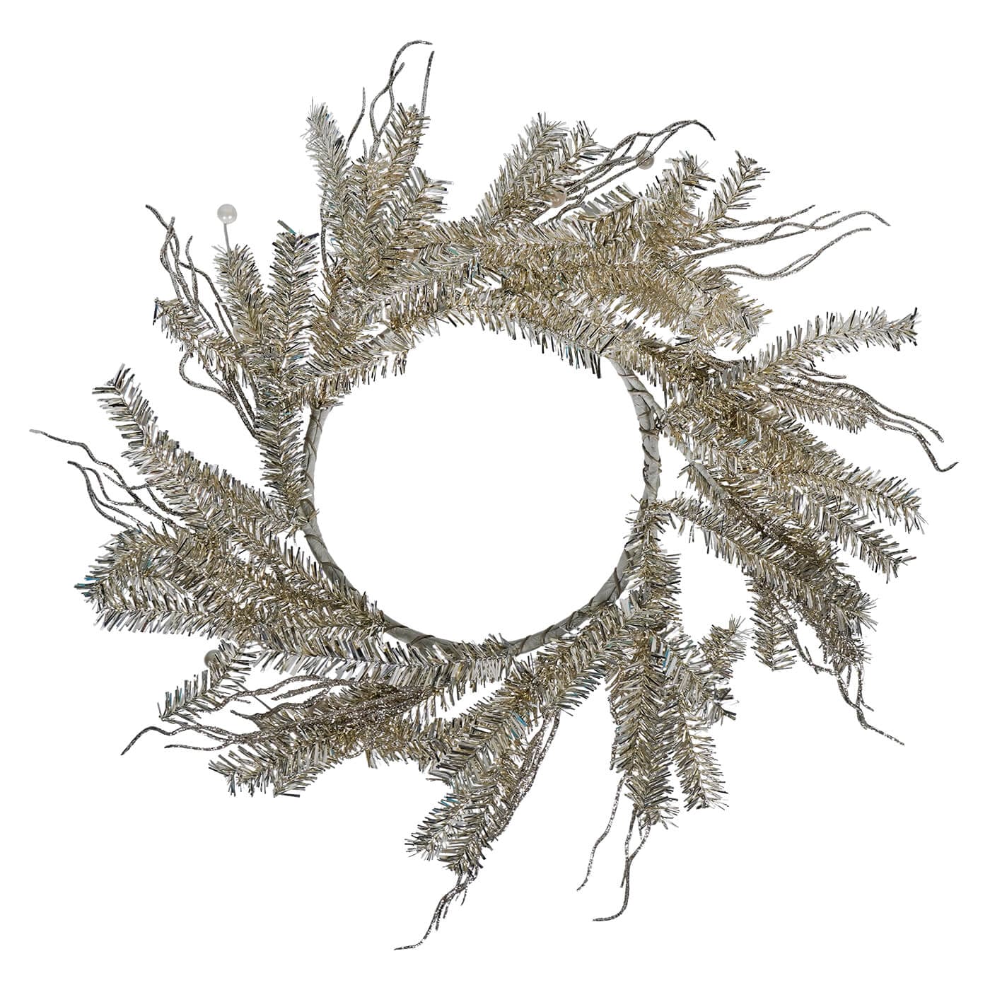 Champagne Tinsel Twig & Pearl Wreath