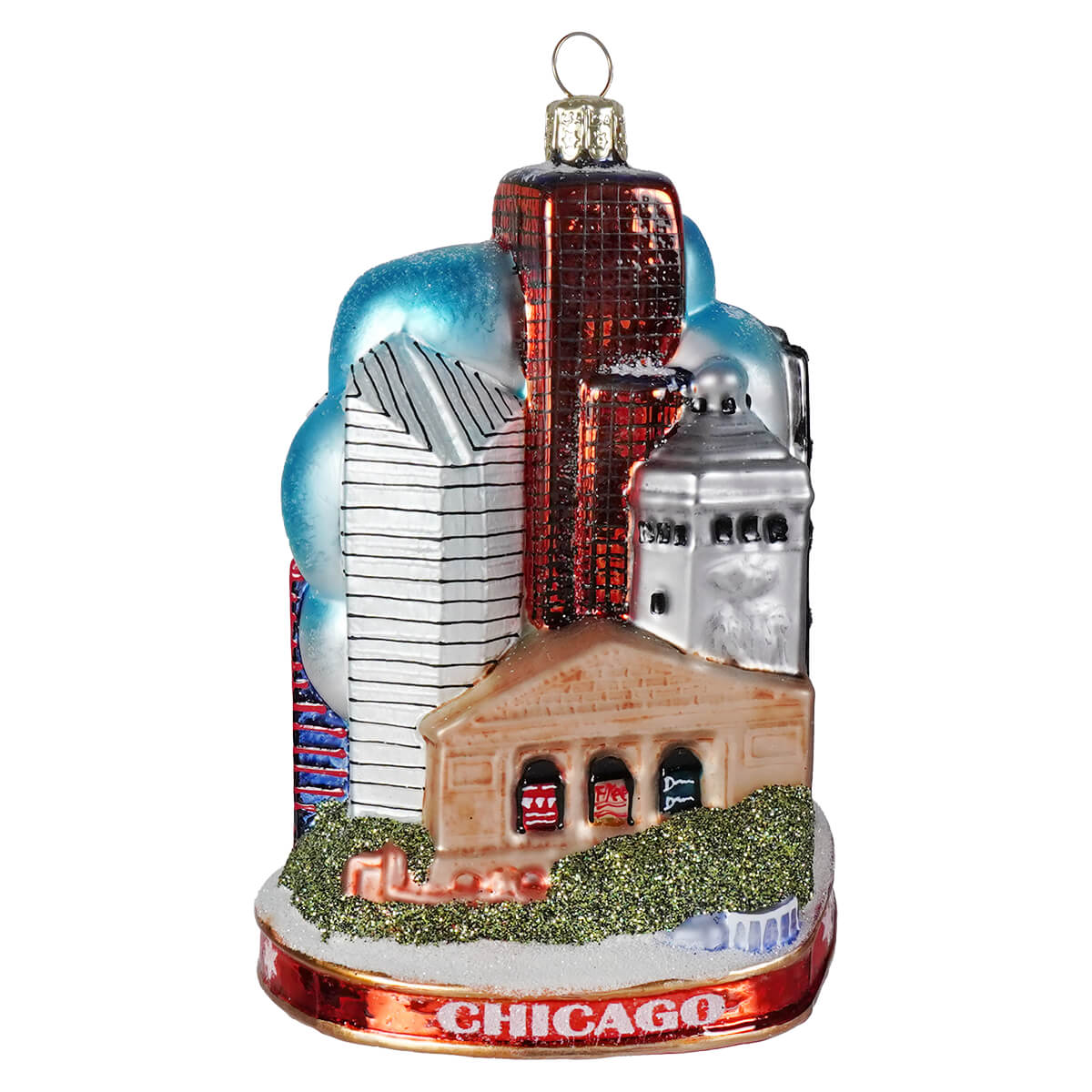 Chicago Cityscape Glass Ornament