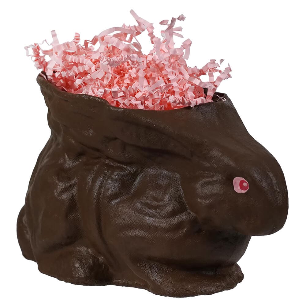 Chocolate Basket Bunny With Pink Paper - Image 2
