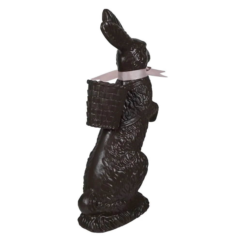 14" Large Chocolate Colored Standing Bunny With Basket - Image 2