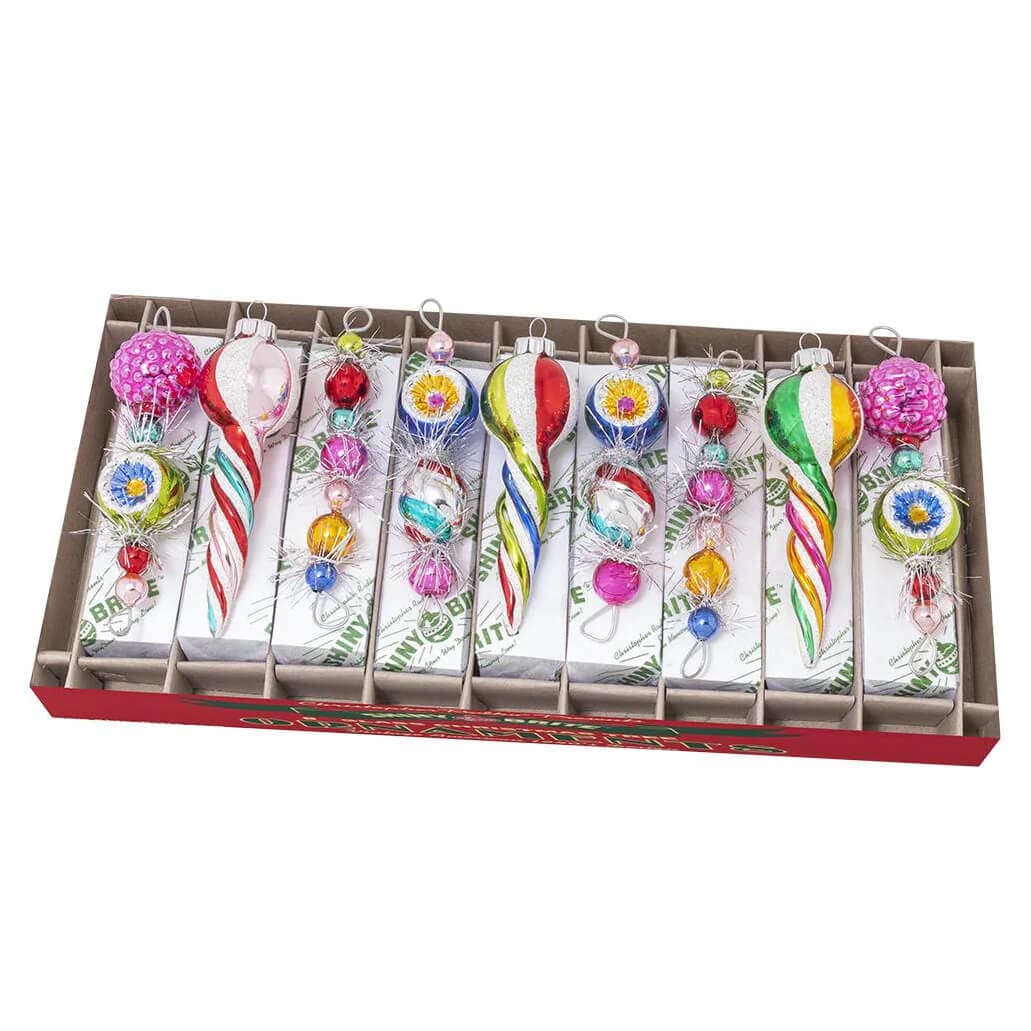 Christmas Confetti Shape & Icicle Ornaments Set/9
