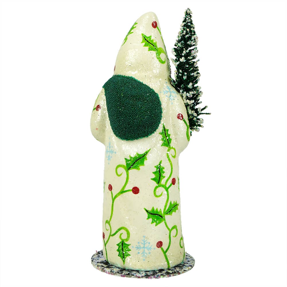 Cream Coat Santa Holding Tree - Image 3