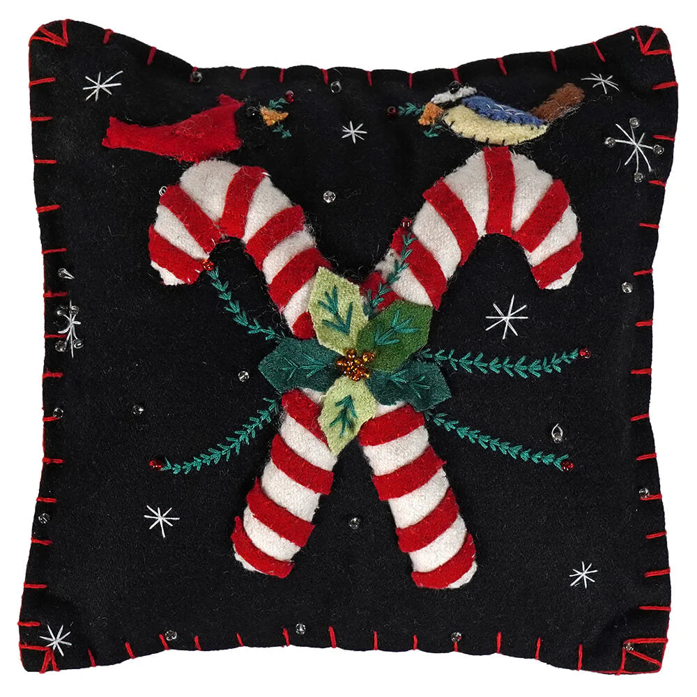 Crossed Canes With Birds Pillow
