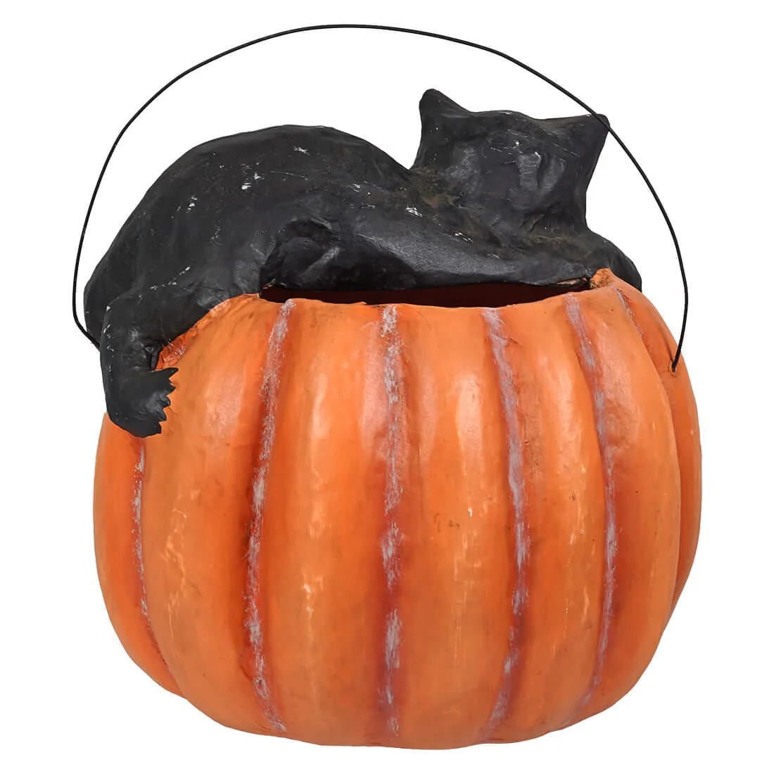 Distressed Cat With Pumpkin Candy Bucket - Image 2