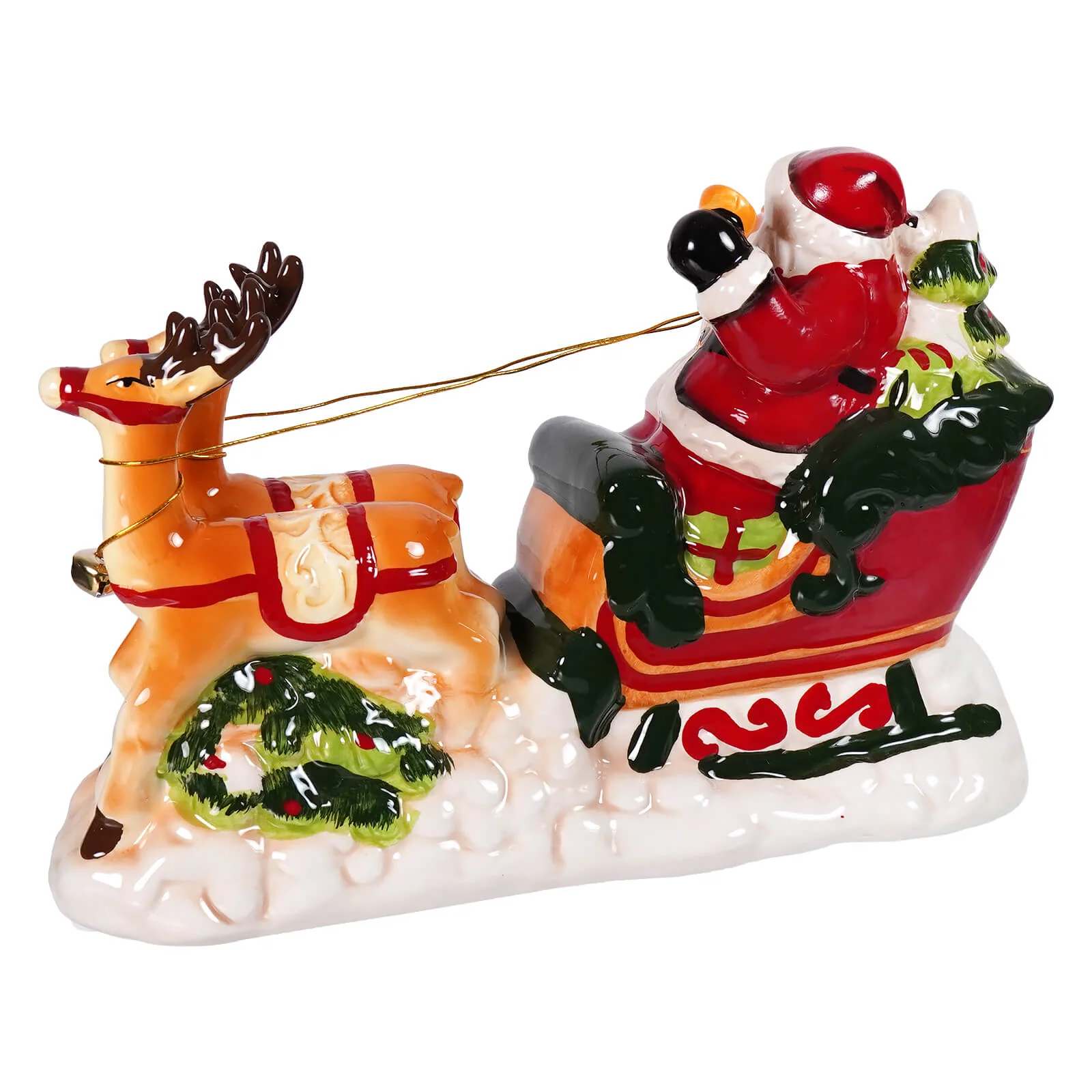 Dolomite LED Lighted & Musical Santa In Sleigh With Reindeer Tabletop - Image 3