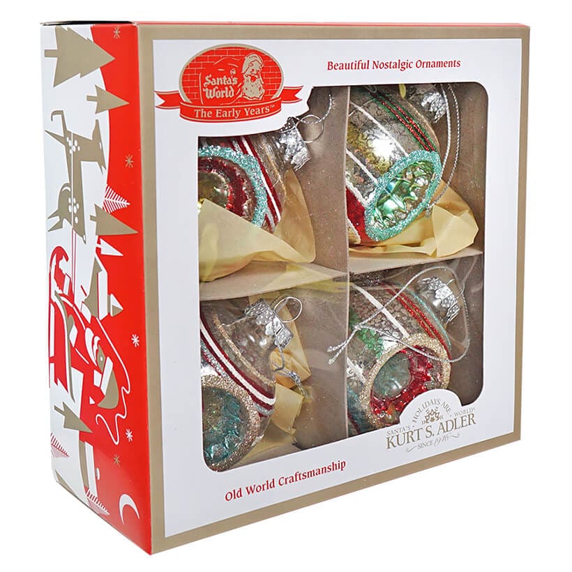 Early Years Glass Reflector Ball Boxed Ornaments Set/4 - Image 2