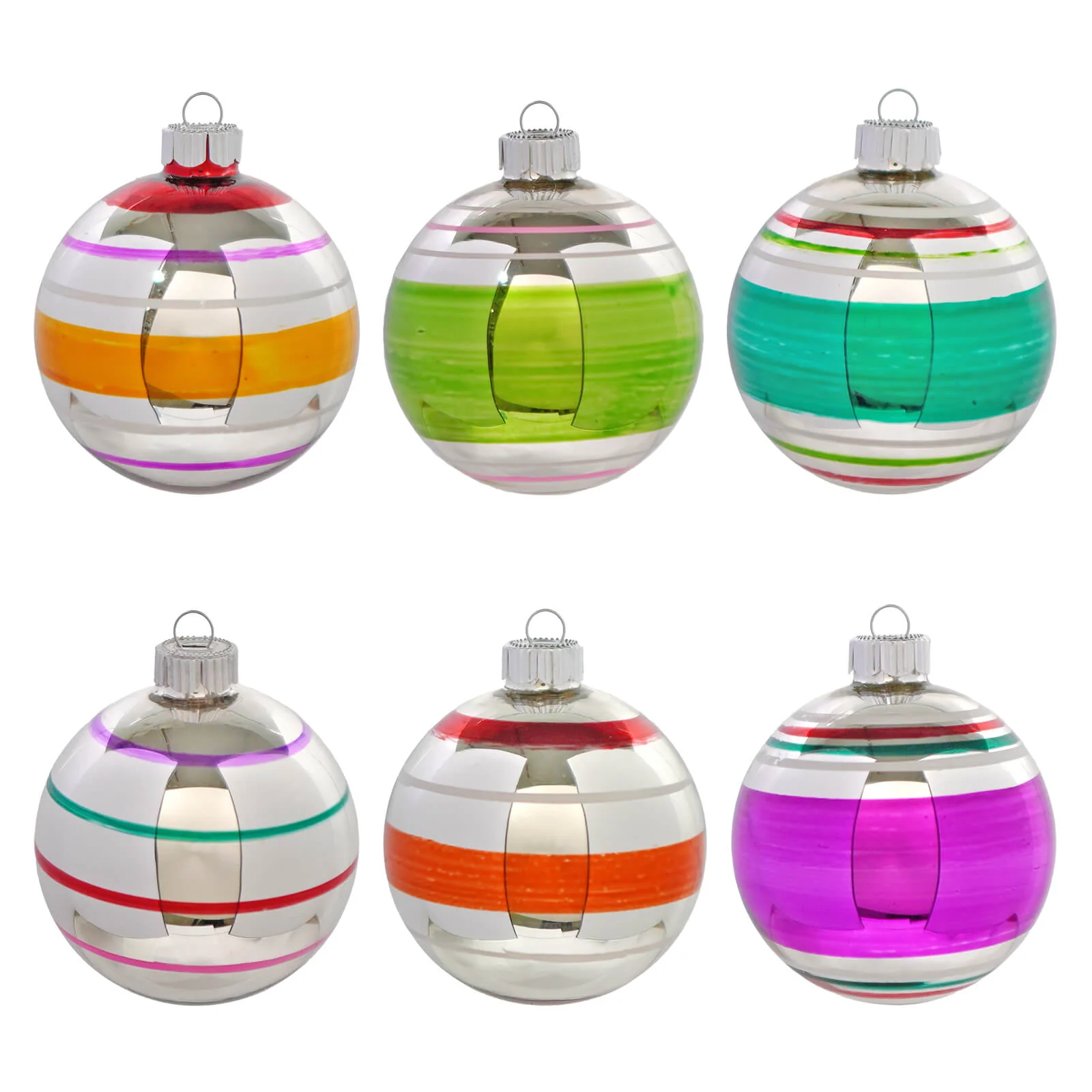 Early Years Striped Glass Ball Ornaments Box Set/6