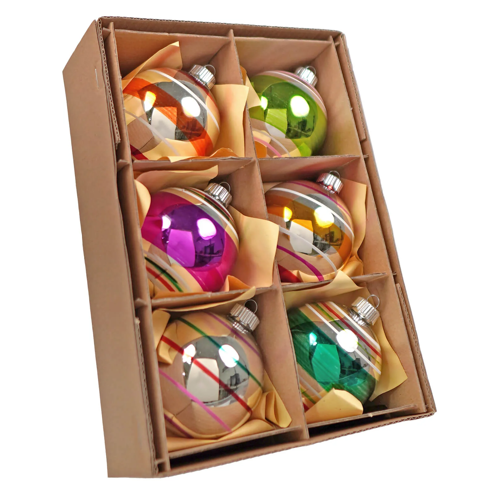 Early Years Striped Glass Ball Ornaments Box Set/6 - Image 2