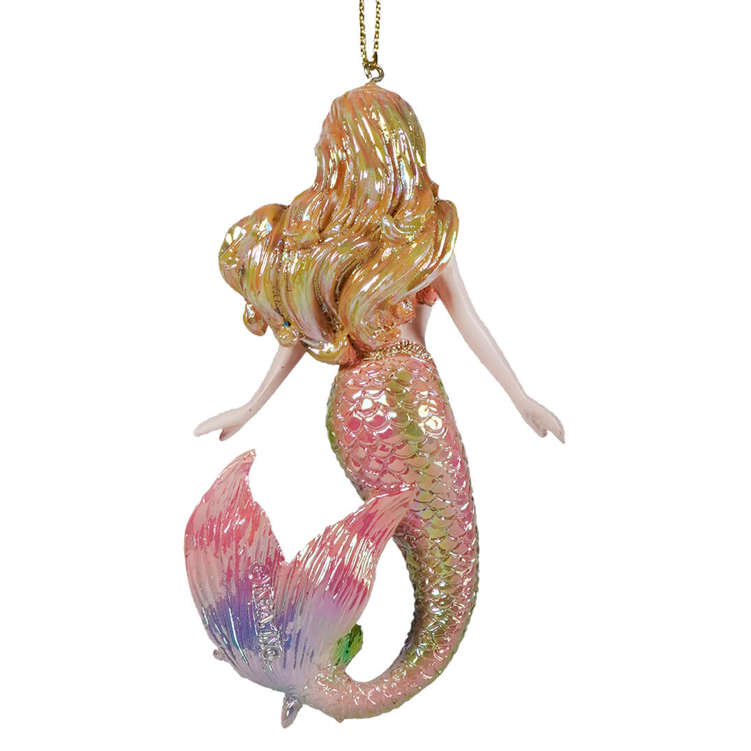 Electroplated Blonde Pink Mermaid Ornament - Image 2