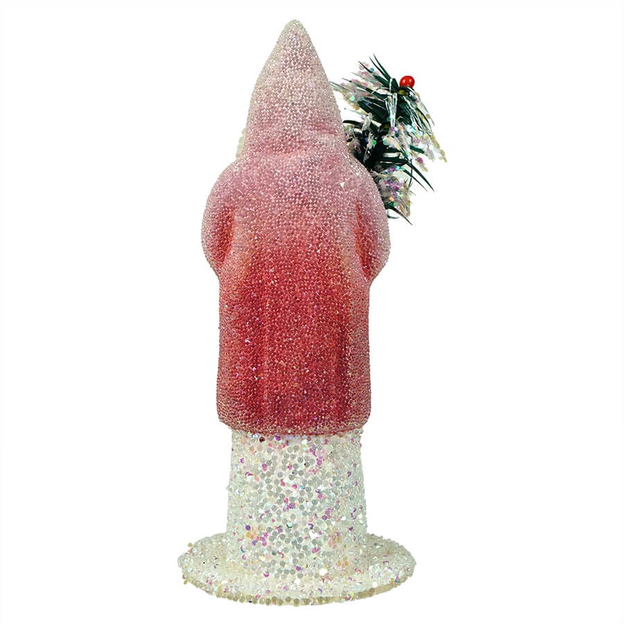 Faded Rose Beaded Santa with Tree - Image 2