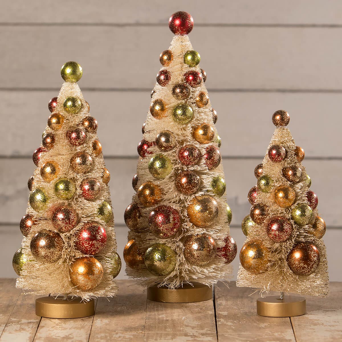 Fall Polka Dot Bottle Brush Trees Set/3