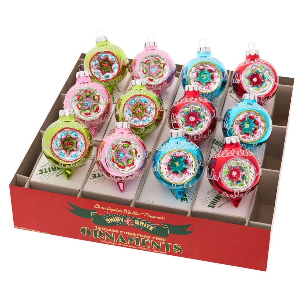Festive Fete Decorated Reflector Round Ornaments