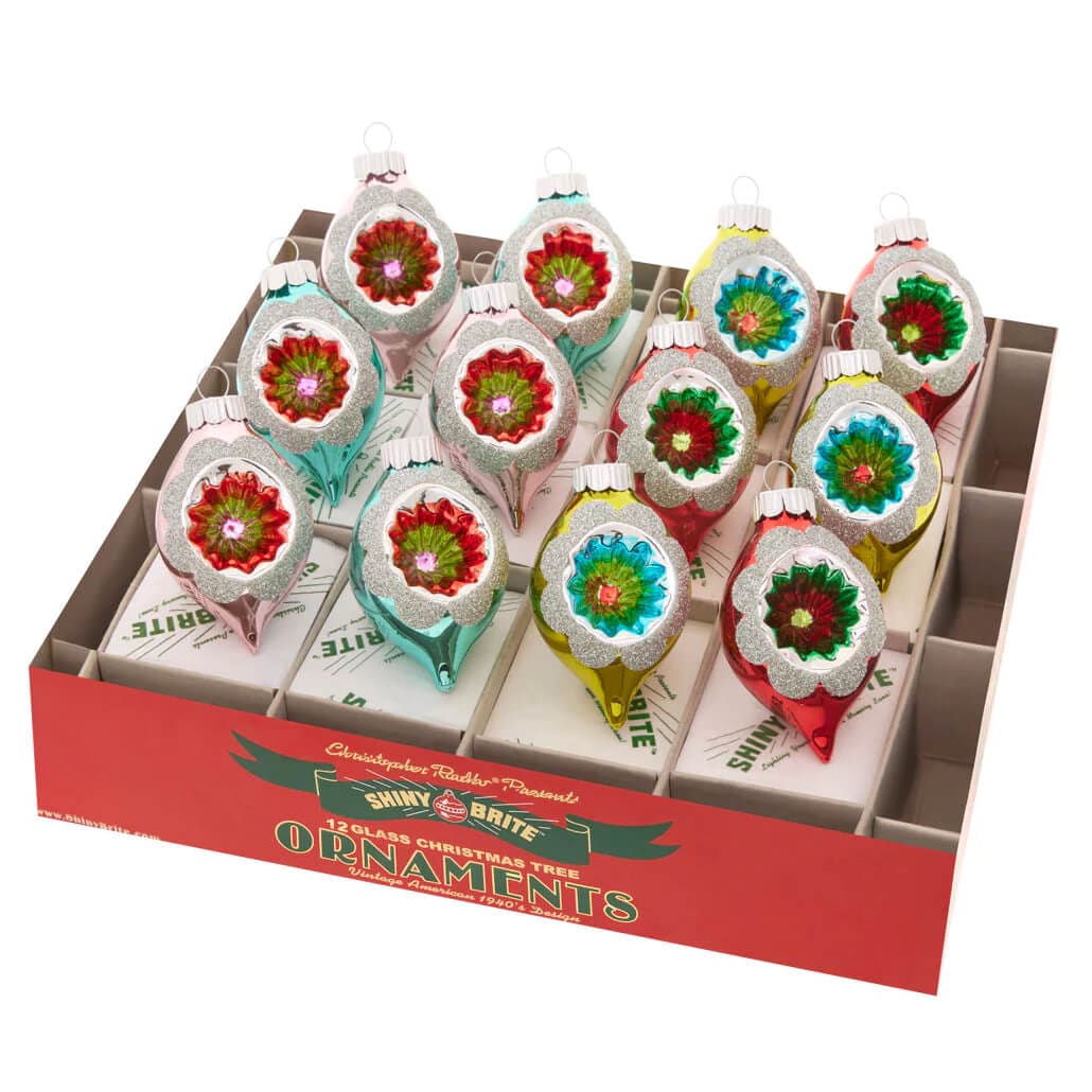 Festive Fete Decorated Reflector Tulip Ornaments Set/12