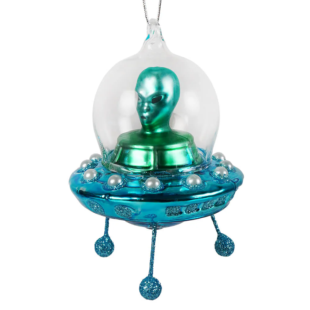 Flying UFO Glass Ornament - Image 2