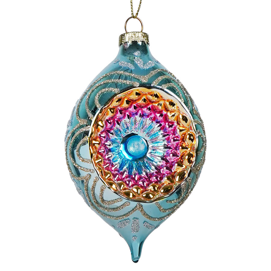 Glass Blue Reflector Finial Ornament