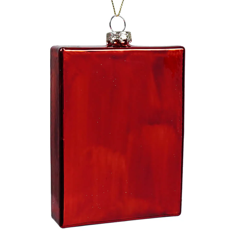 Glass Glittered Cardinal On Branch Rectangular Ornament - Image 2