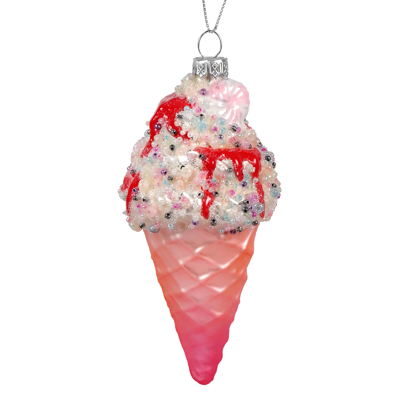 Glass Ice Cream Cone Ornament