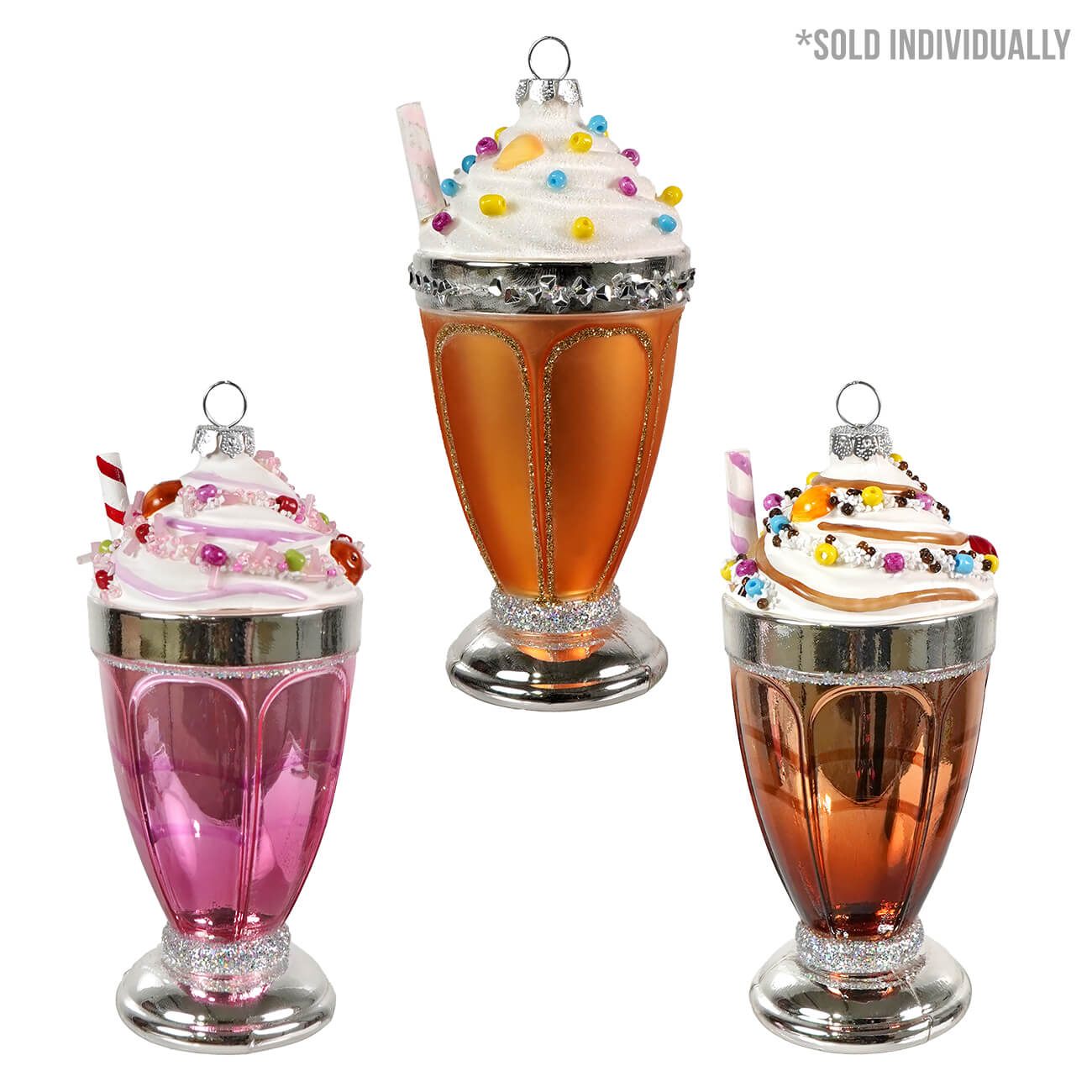 Glass Ice Cream Soda Float With Straw Ornament