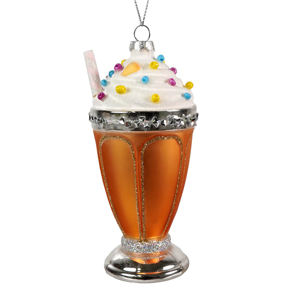 Glass Ice Cream Soda Float With Straw Ornament - Image 2