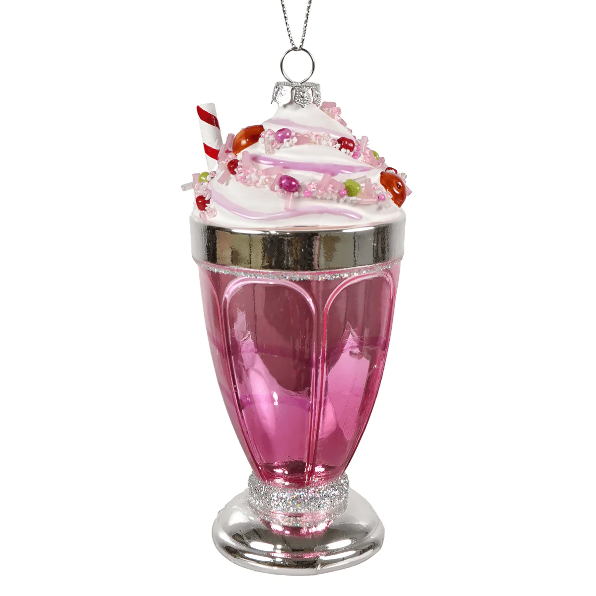 Glass Ice Cream Soda Float With Straw Ornament - Image 3