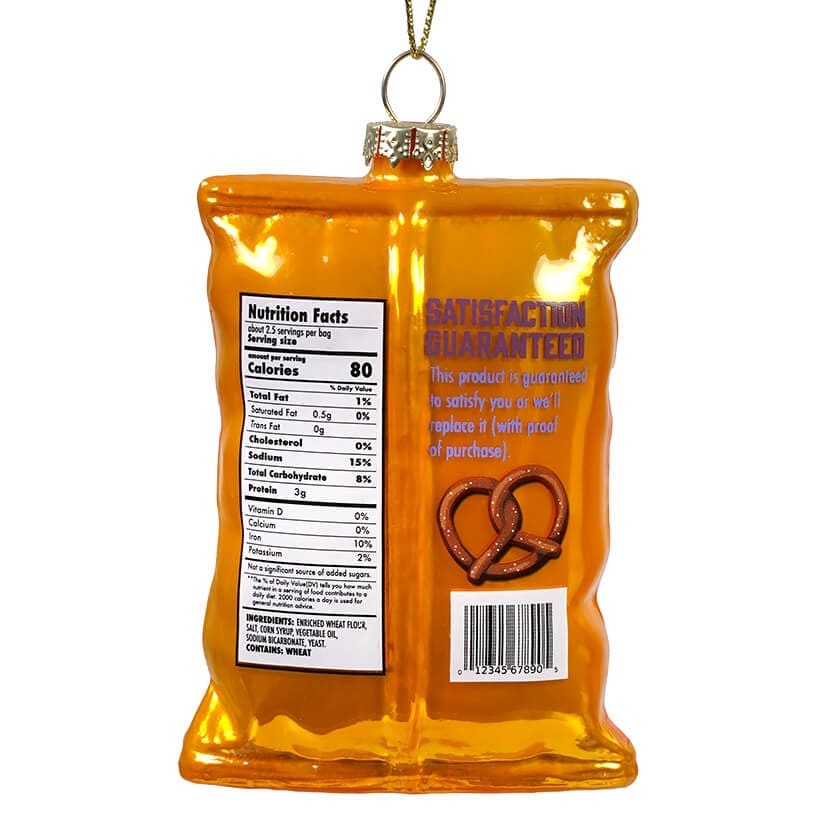 Glass Mini Twist Pretzels Snack Bag Ornament - Image 2