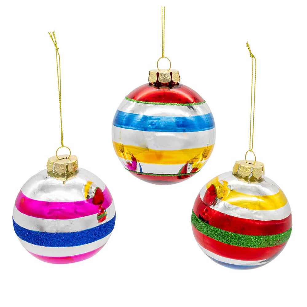 Glass Multicolor Reflector Ornaments Box Set/3 - Image 3