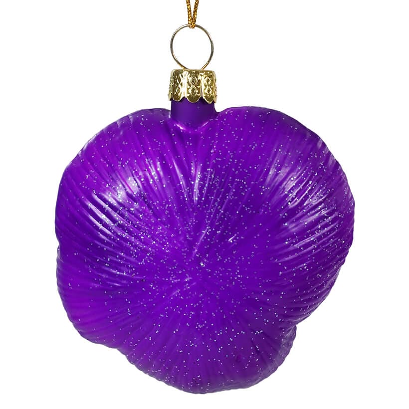 Glass Orange & Purple Pansy Ornament - Image 2