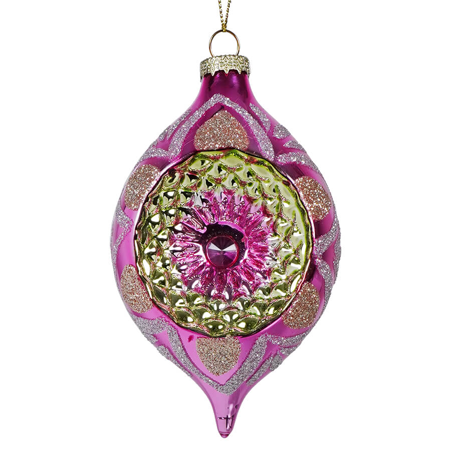Glass Pink Reflector Finial Ornament