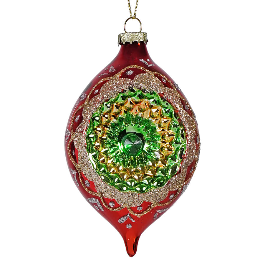 Glass Red Reflector Finial Ornament
