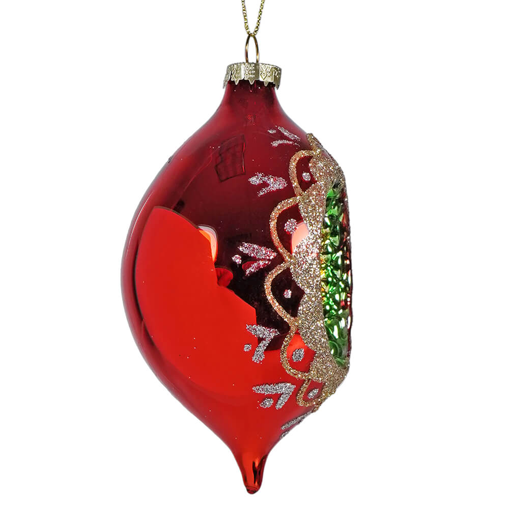 Glass Red Reflector Finial Ornament - Image 2