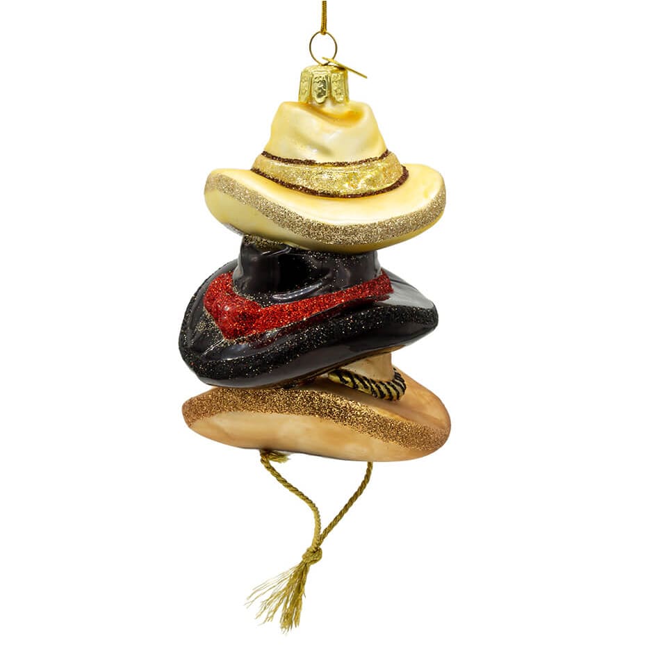Glass Stacked Western Hats Ornament - Image 3