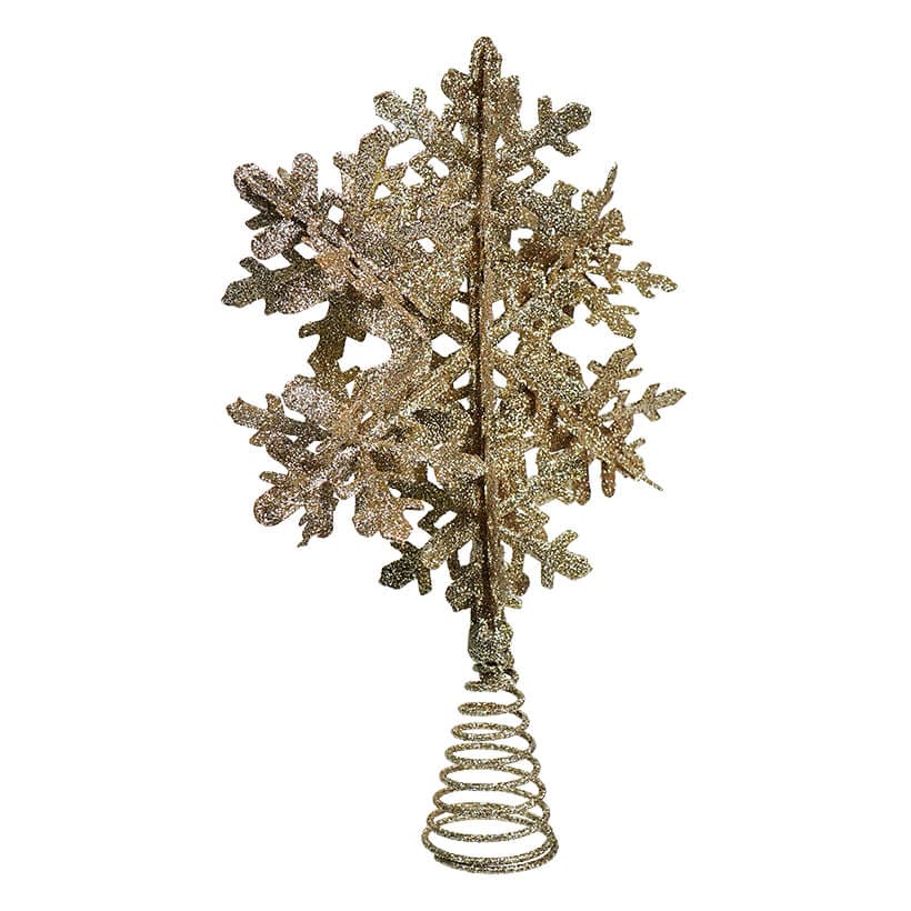 Glittered 3D Gold Snowflake Tree Topper - Image 2
