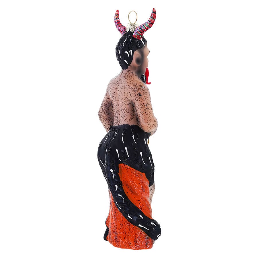 Glittered Krampus Holding Gold Chain Ornament - Image 2