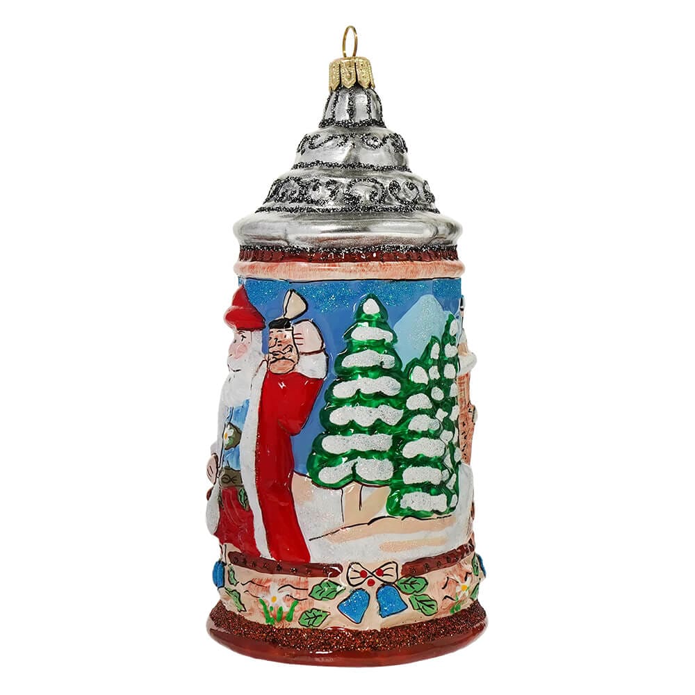 Glittered Santa Beer Stein Ornament - Image 2