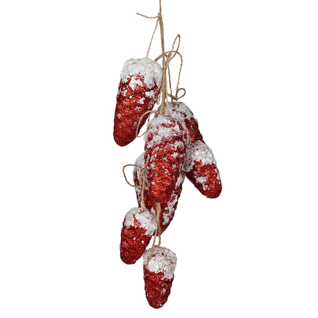 Glittered & Sequined Red Hanging Pine Cones - Image 2