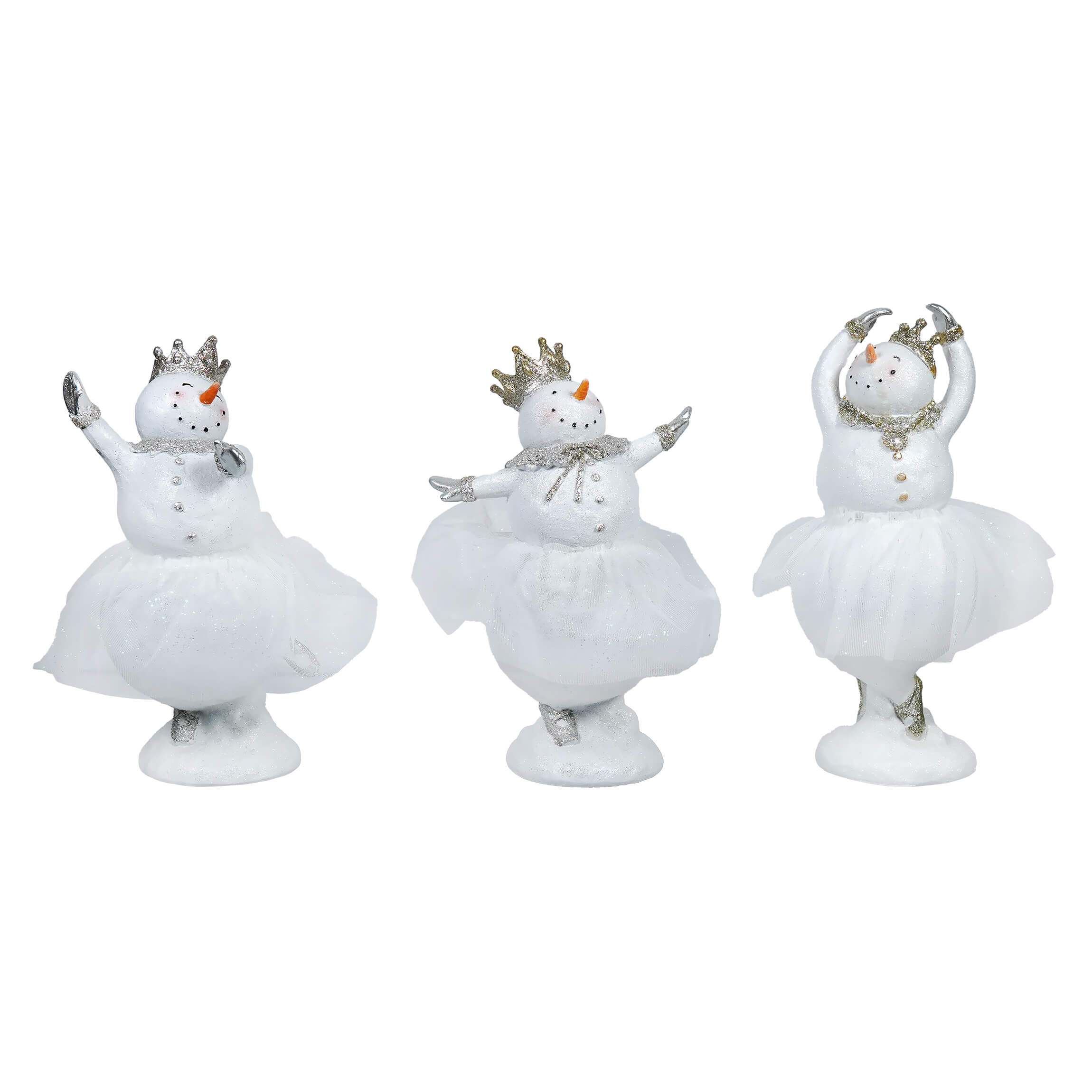 Glittered Snow Lady Ballerinas With Tulle Tutus Set/3