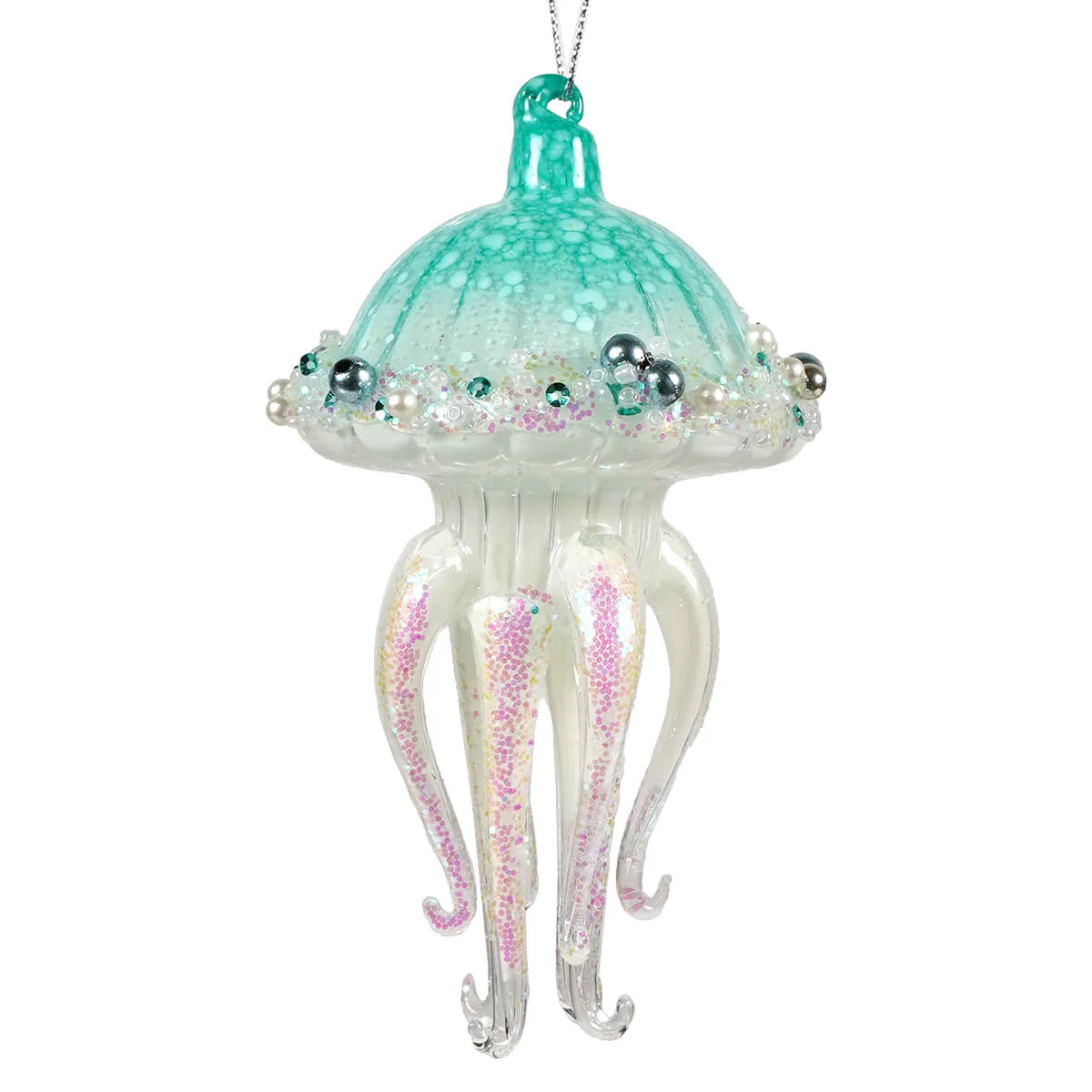 Glow In The Dark Glass Jellyfish Ornament
