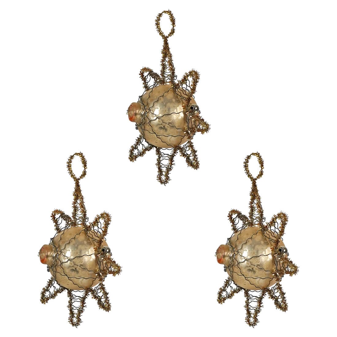Gold French Star Glass Ornaments Set/3 - Image 2