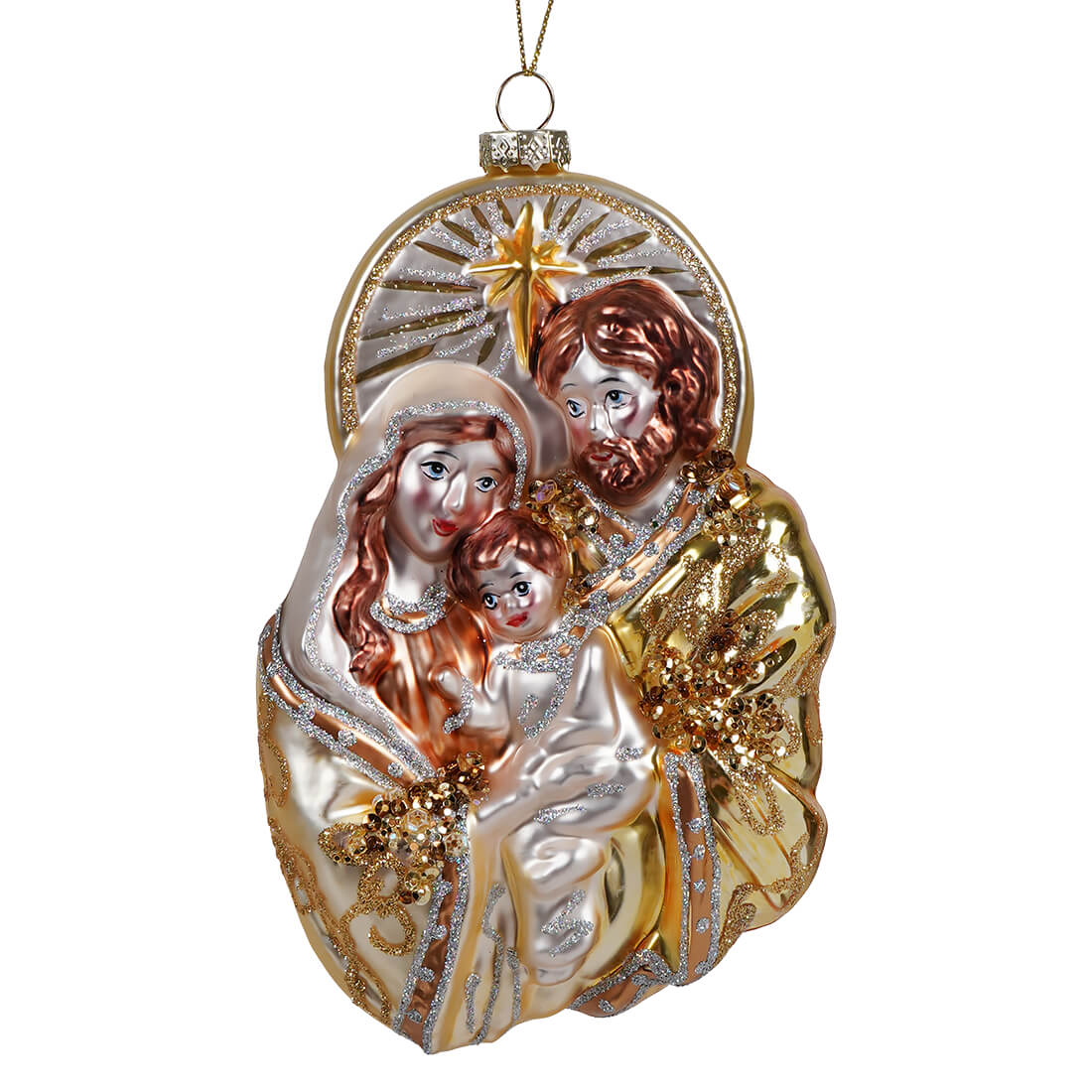 Gold Holy Family Blown Glass Ornament