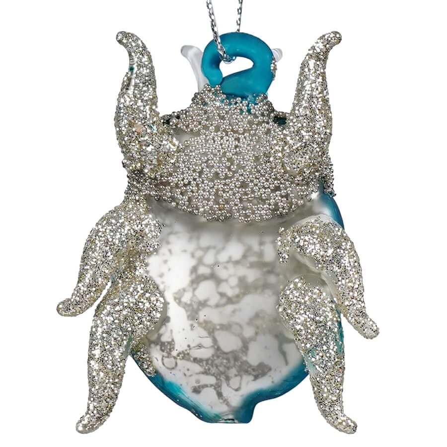 Turquoise, Gold & Silver Pastel Beetle Ornament - Image 2