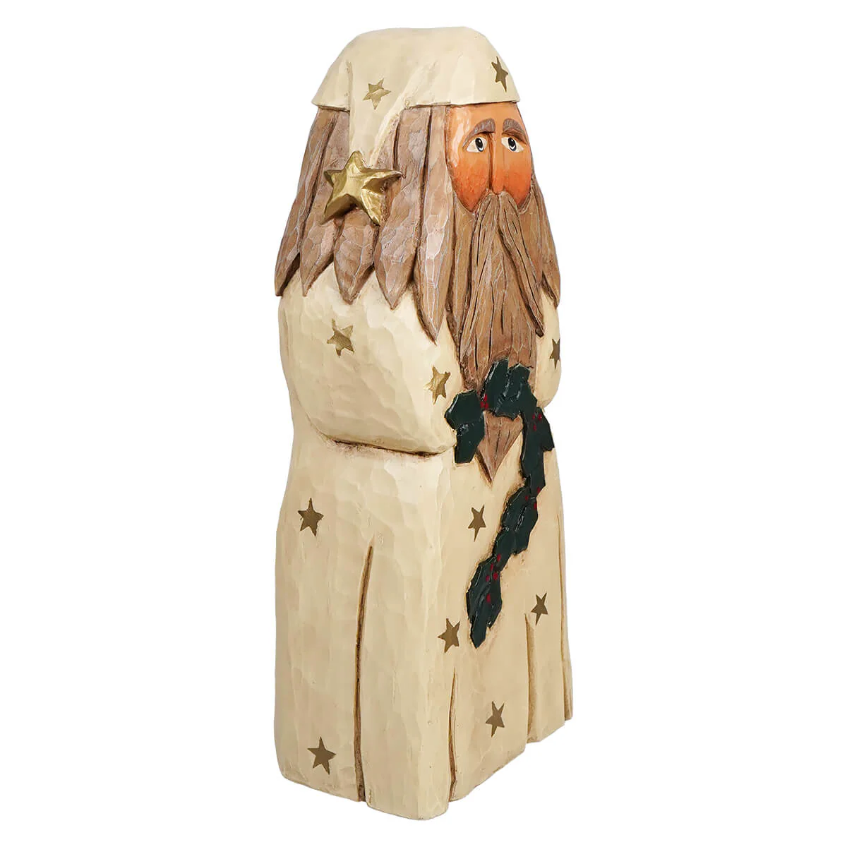 Antique White Holly Garland Santa - Image 2