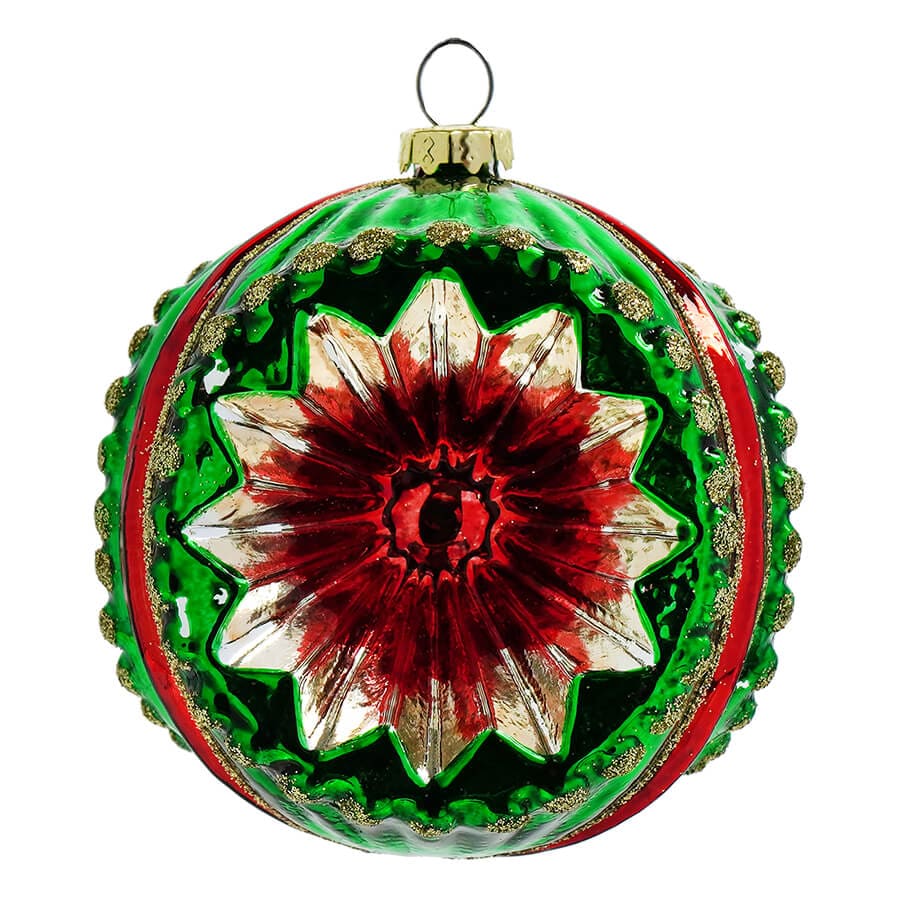 Green & Red Retro Wave Indent Ornament - Image 2