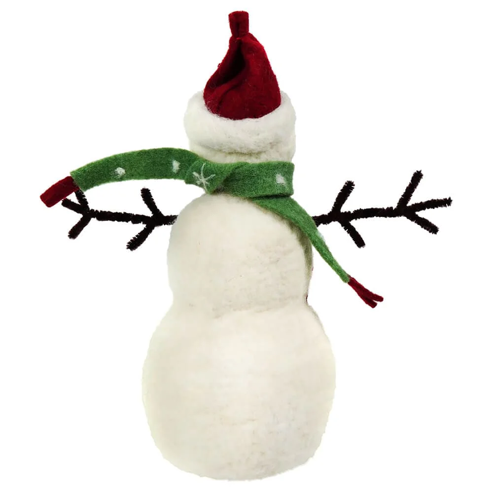 Green Wool Felt Jolly Snowman - Image 2