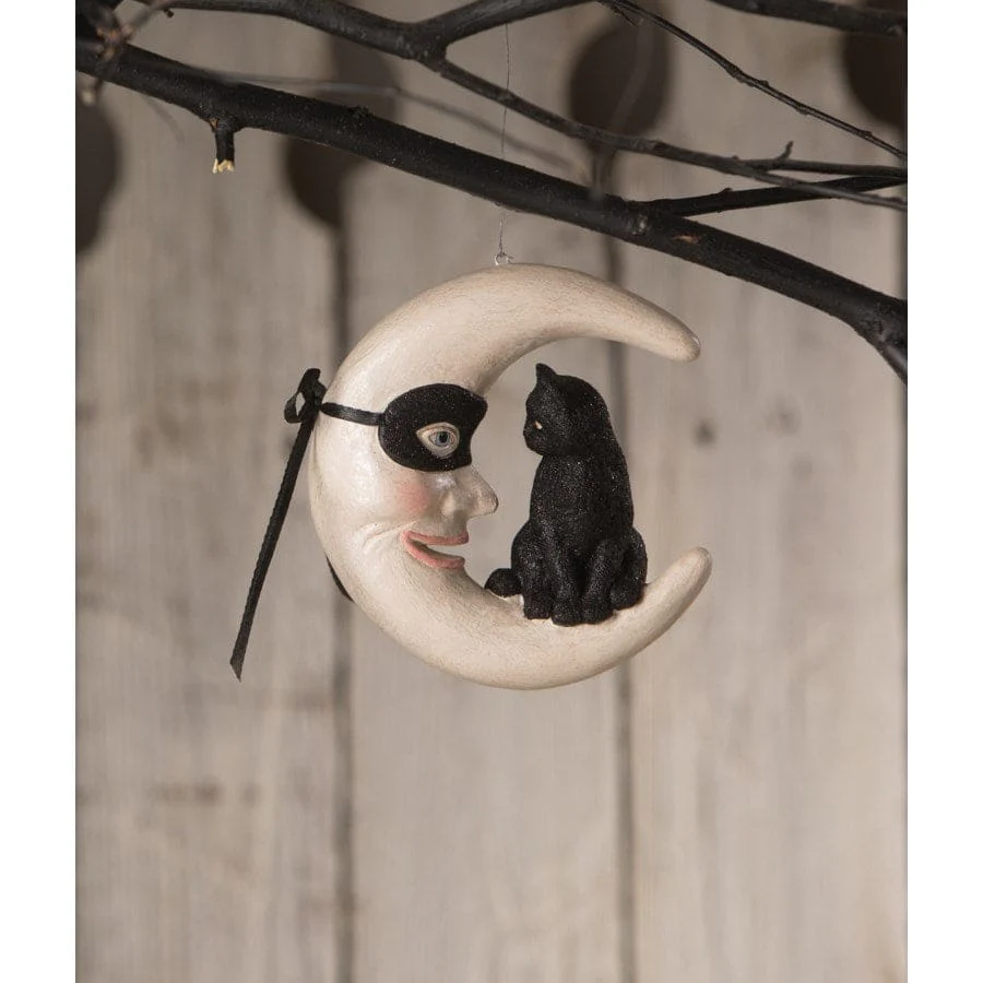 Hallow’s Eve Cat On Moon Ornament - Image 2
