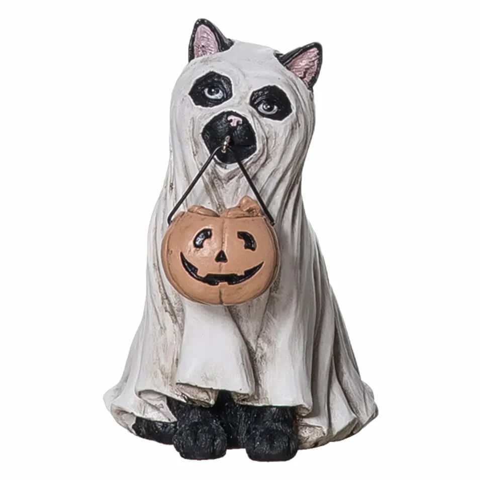 Halloween Ghost Costume Resin Cat