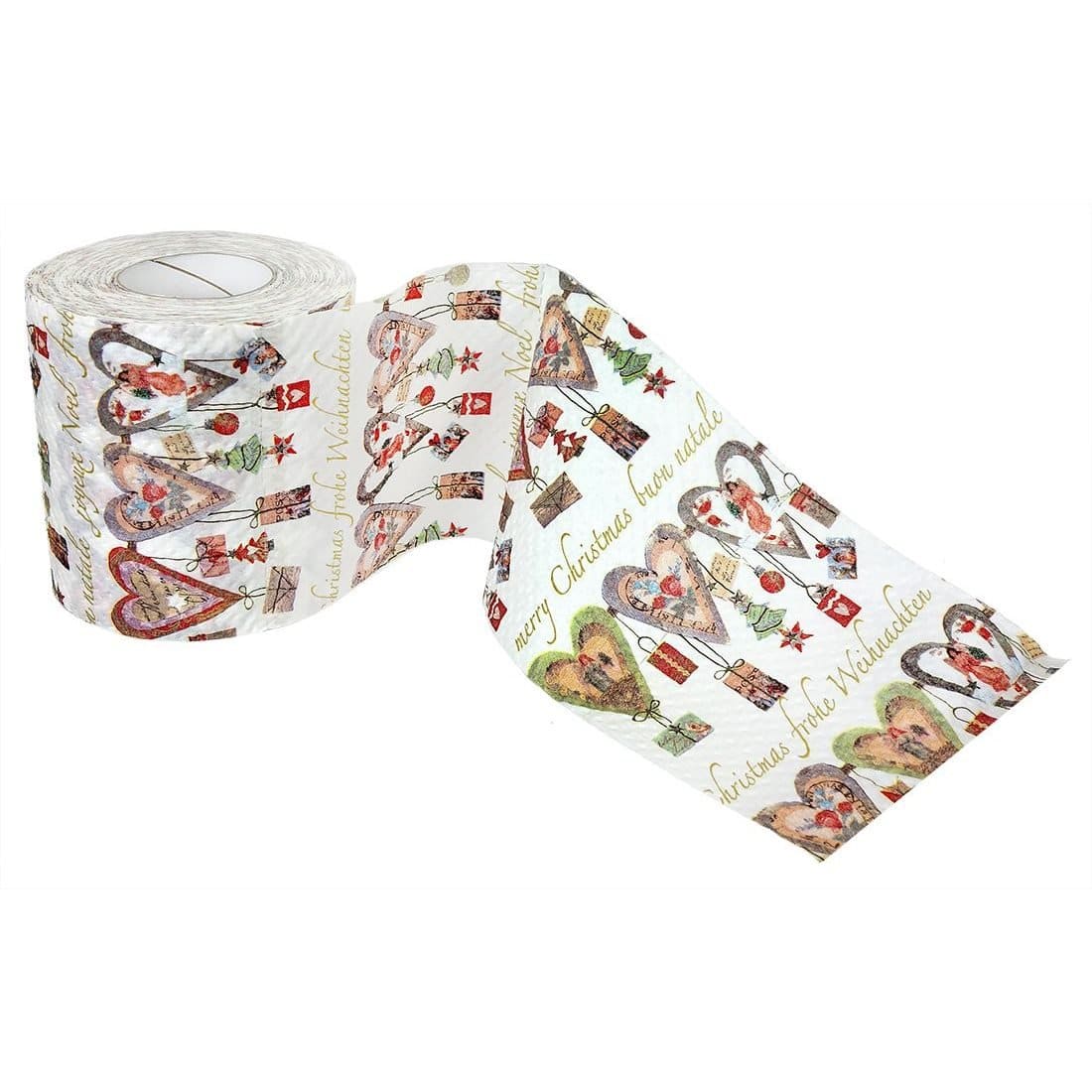 Hearts Joyeux Noel Christmas Design Toilet Paper