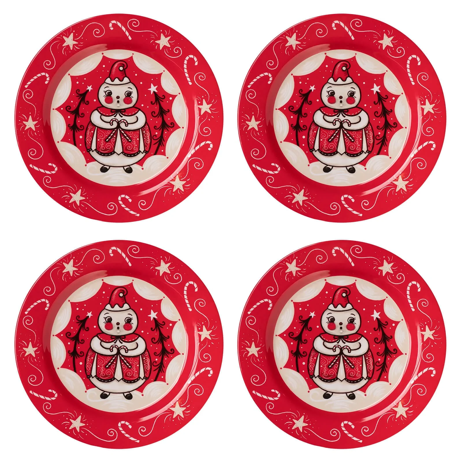 Holiday Double Cane Candice Plates Set/4